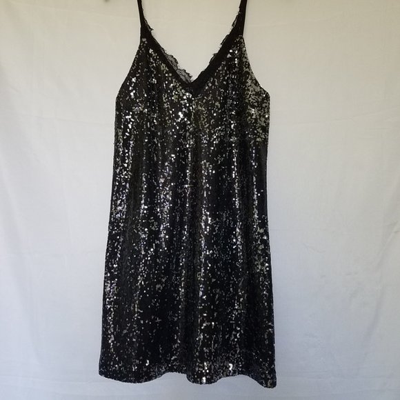 Black Sequin Slip Dress (LF) - Picture 2 of 8